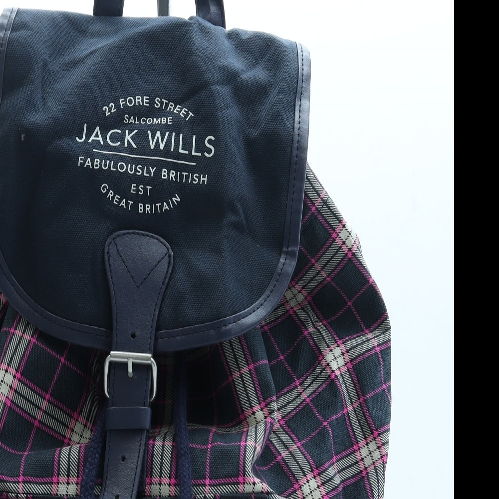 Jack Wills Womens Blue Plaid Polyester Backpack Size Medium