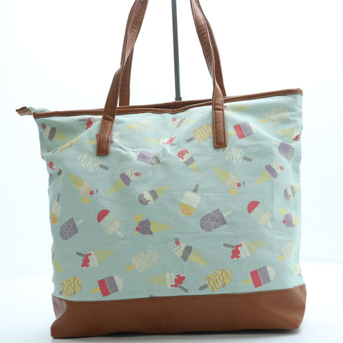 Preworn Womens Blue Geometric Polyester Top Handle Bag Size Large - Ice Cream print