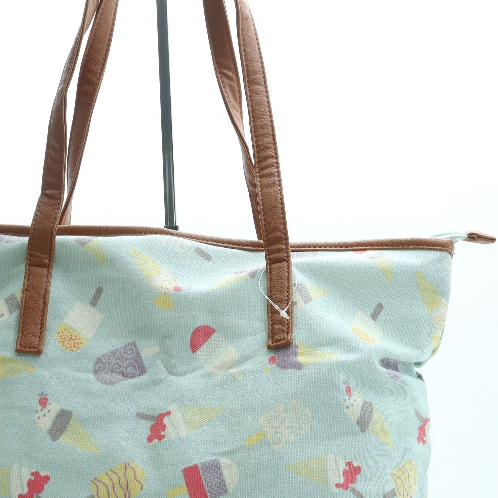 Preworn Womens Blue Geometric Polyester Top Handle Bag Size Large - Ice Cream print