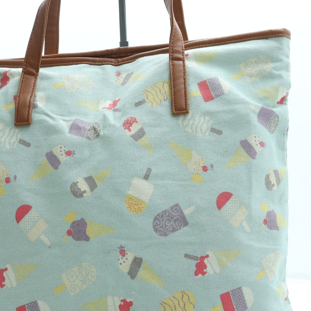 Preworn Womens Blue Geometric Polyester Top Handle Bag Size Large - Ice Cream print