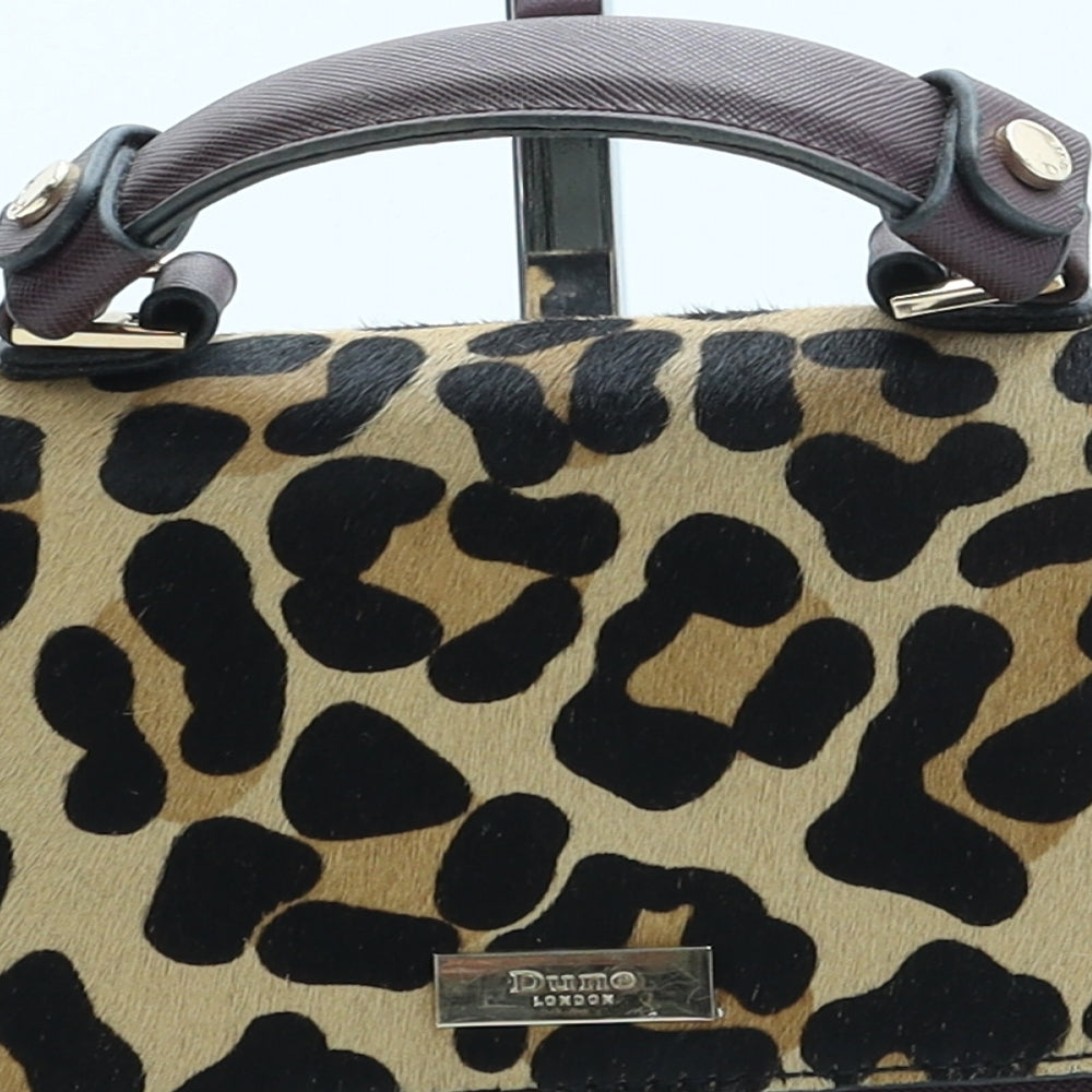 Dune Womens Purple Animal Print Leather Top Handle Bag Size Small