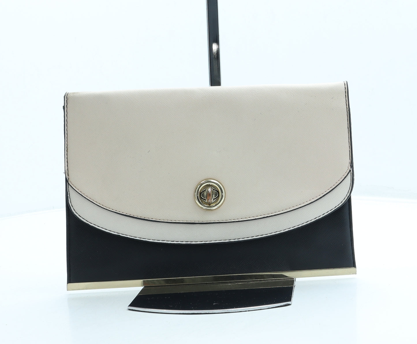 New Look Womens Black Colorblock Leather Clutch Size Small