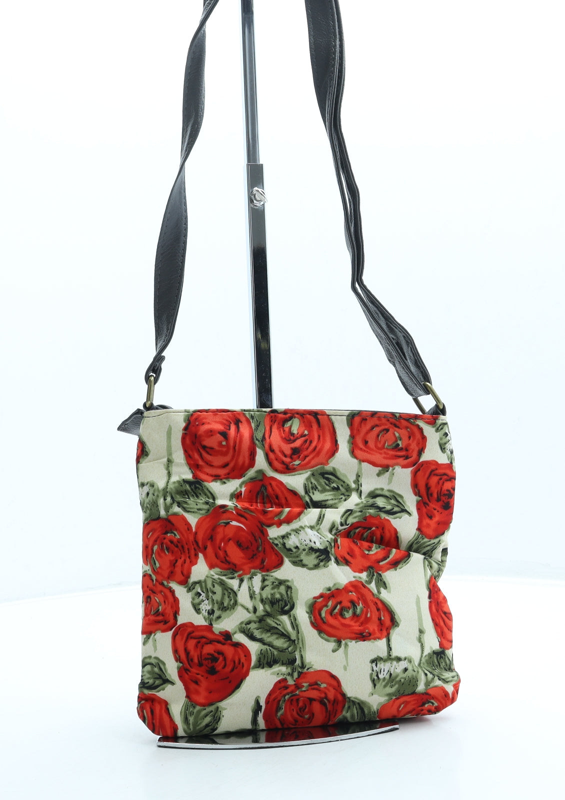 Lettuce Womens Red Floral Polyester Crossbody Size Small