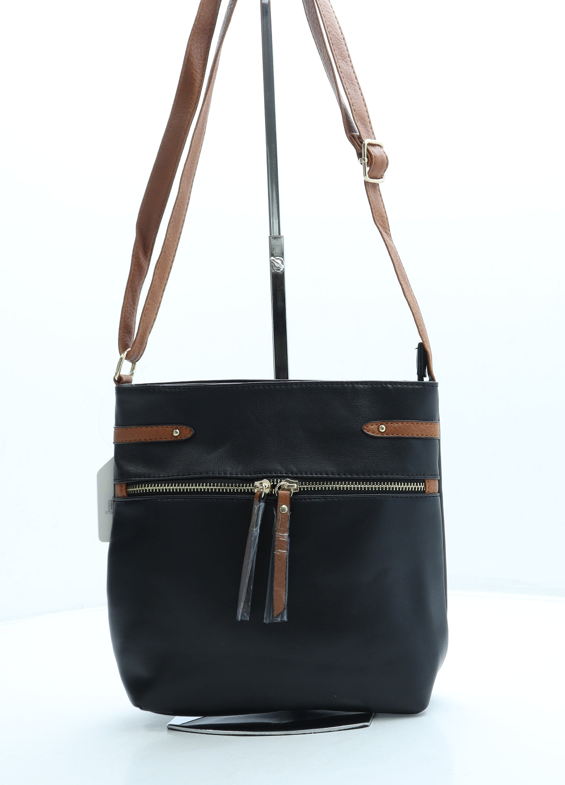 Belle Accessories Womens Black Leather Crossbody Size Small