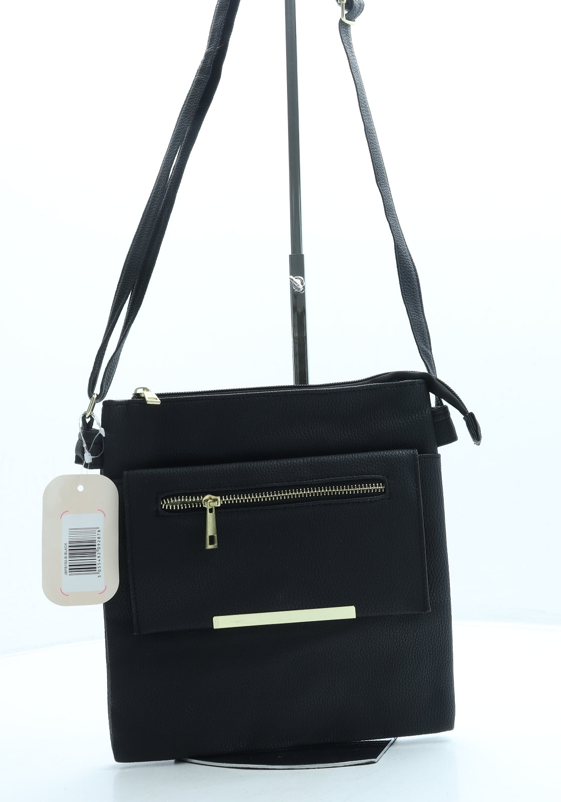 Nicole Brown Womens Black Leather Crossbody Size Small