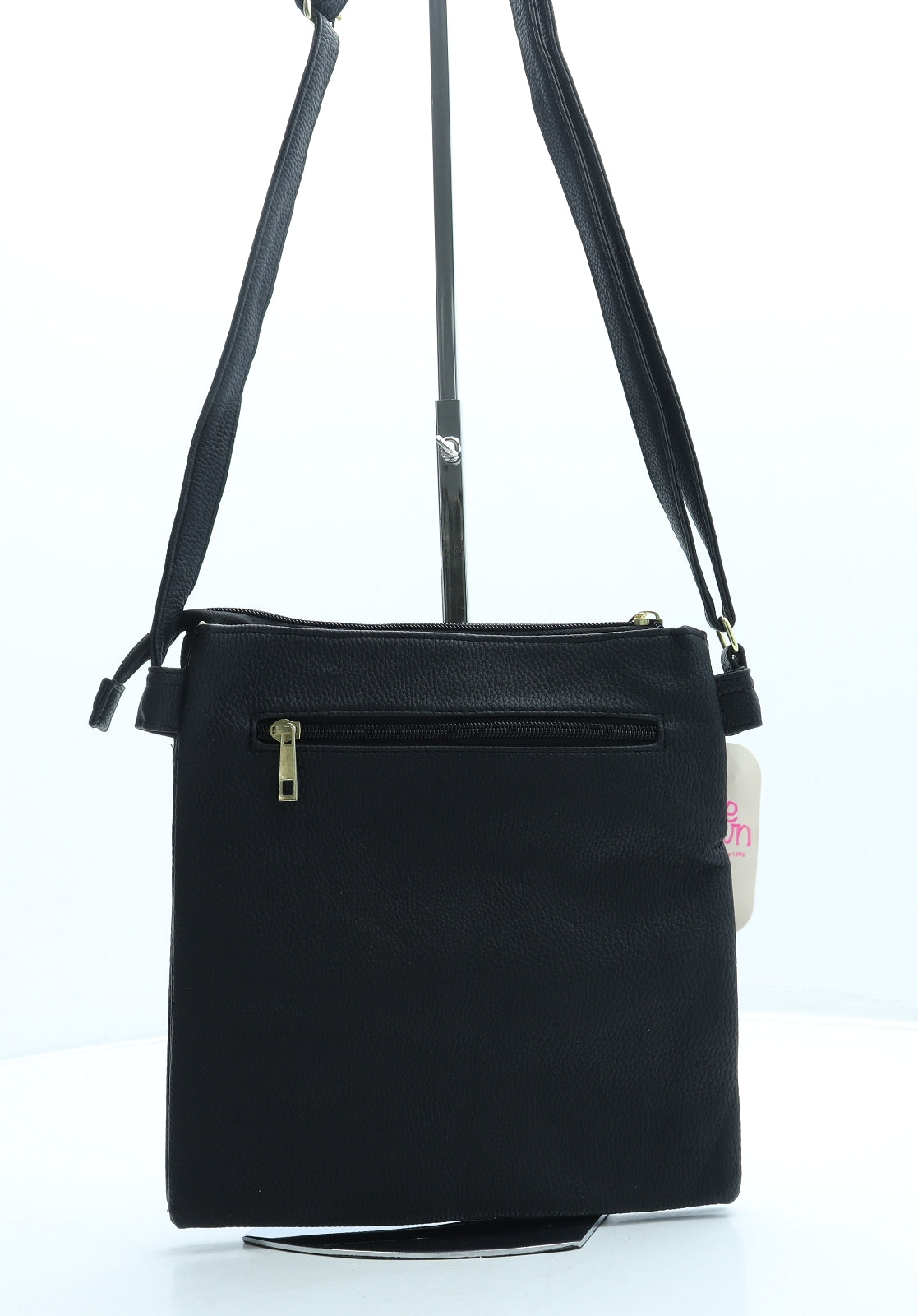 Nicole Brown Womens Black Leather Crossbody Size Small