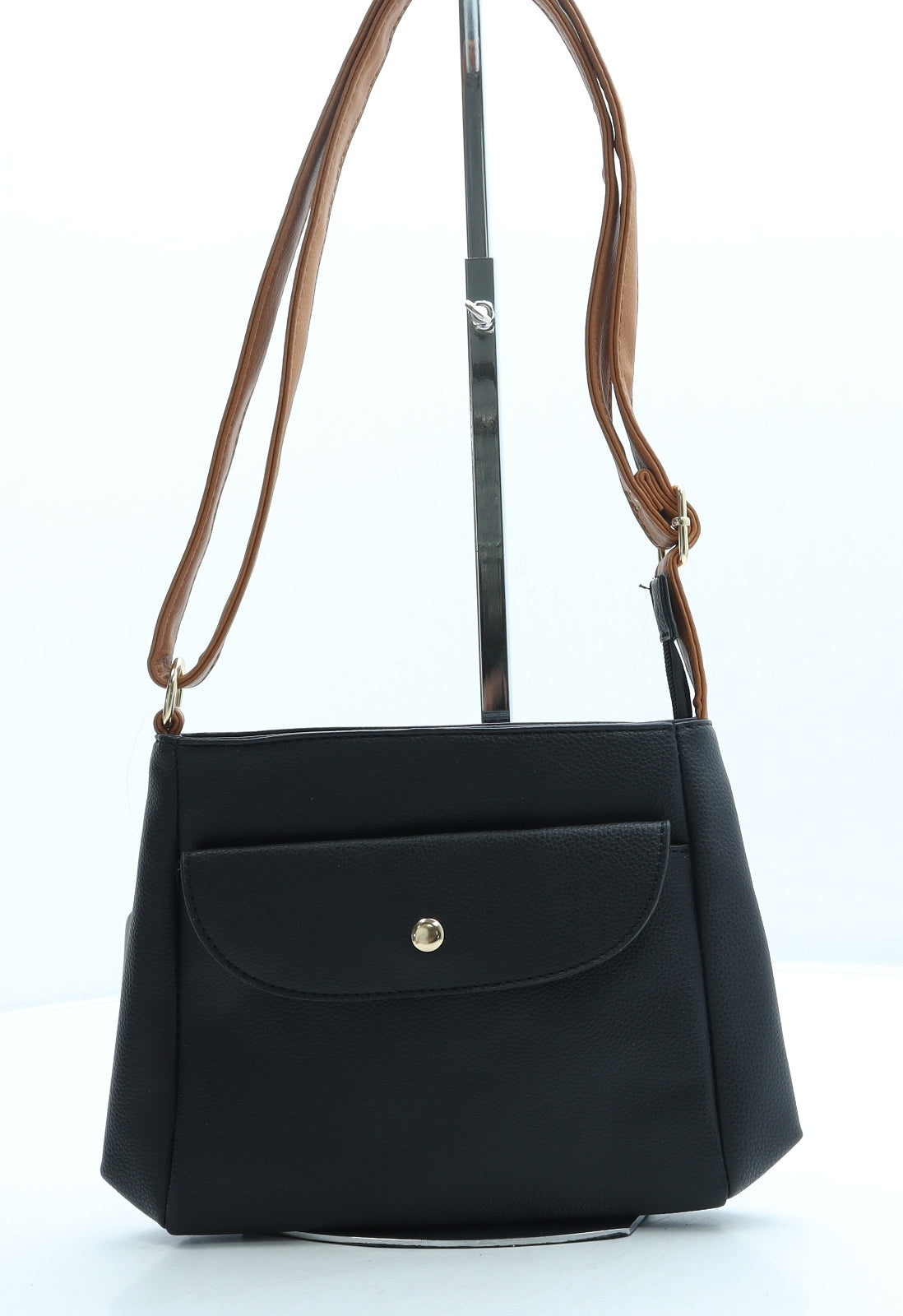 Belle Accessories Womens Black Leather Shoulder Bag Size Small