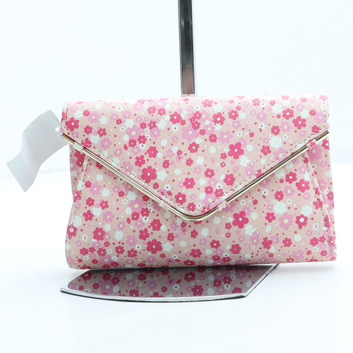 Preworn Womens Pink Floral Leather Clutch Size Small