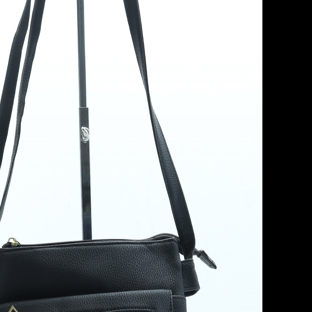 Nicole Brown Womens Black Leather Crossbody Size Small
