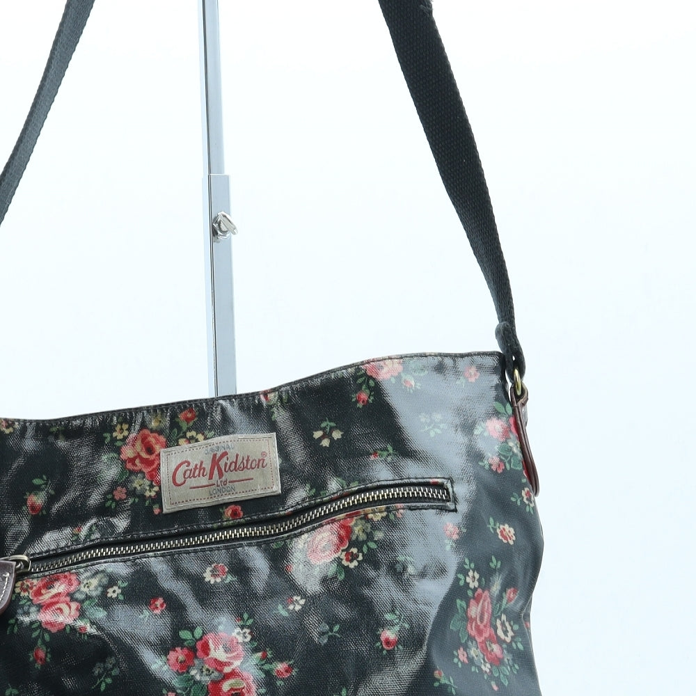 Cath Kidston Womens Black Floral Leather Crossbody Size Medium