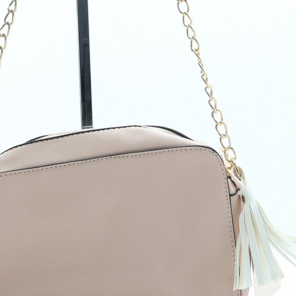 Nicole Brown Womens Pink Leather Crossbody Size Small