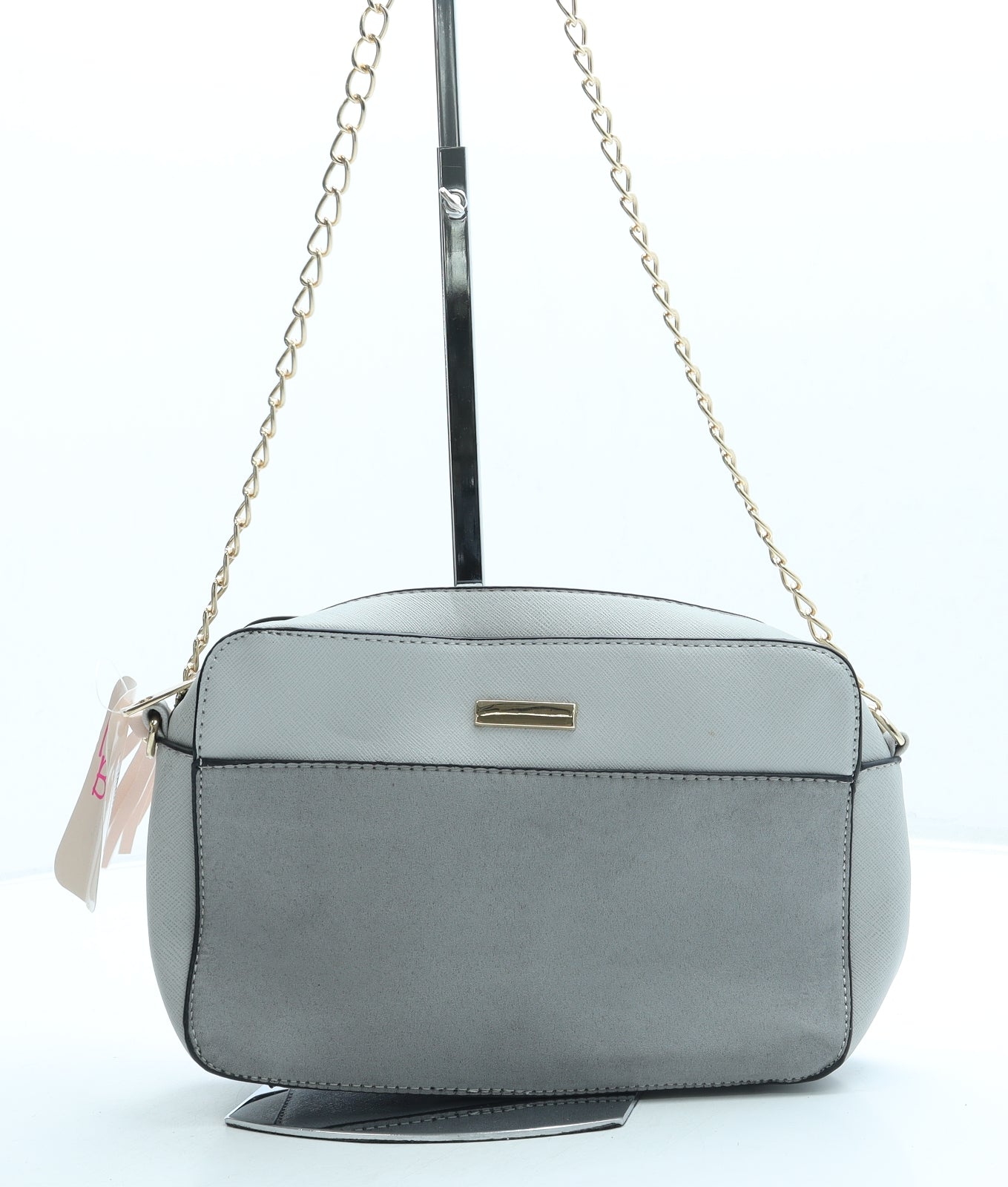 Nicole Brown Womens Grey Leather Crossbody Size Small