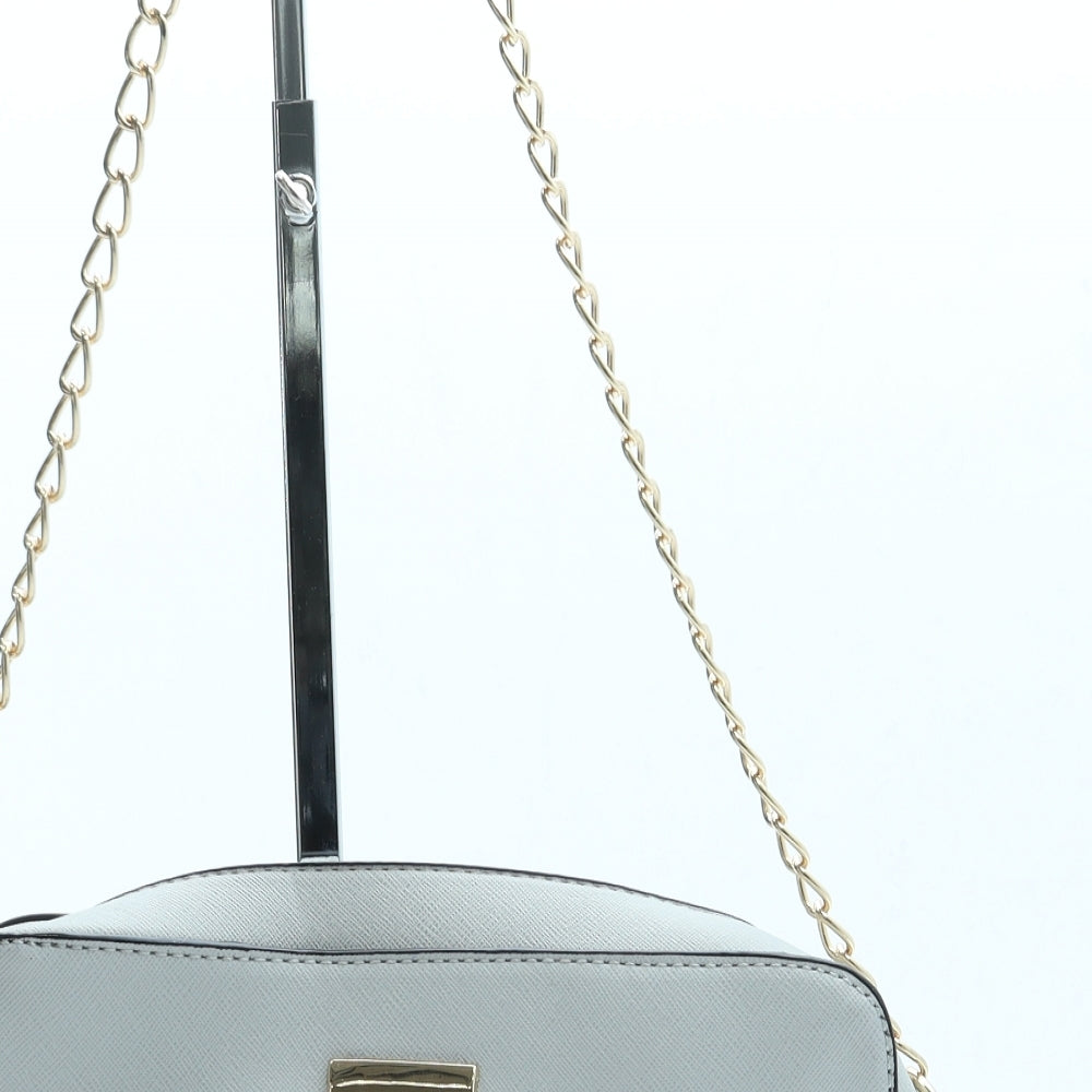 Nicole Brown Womens Grey Leather Crossbody Size Small