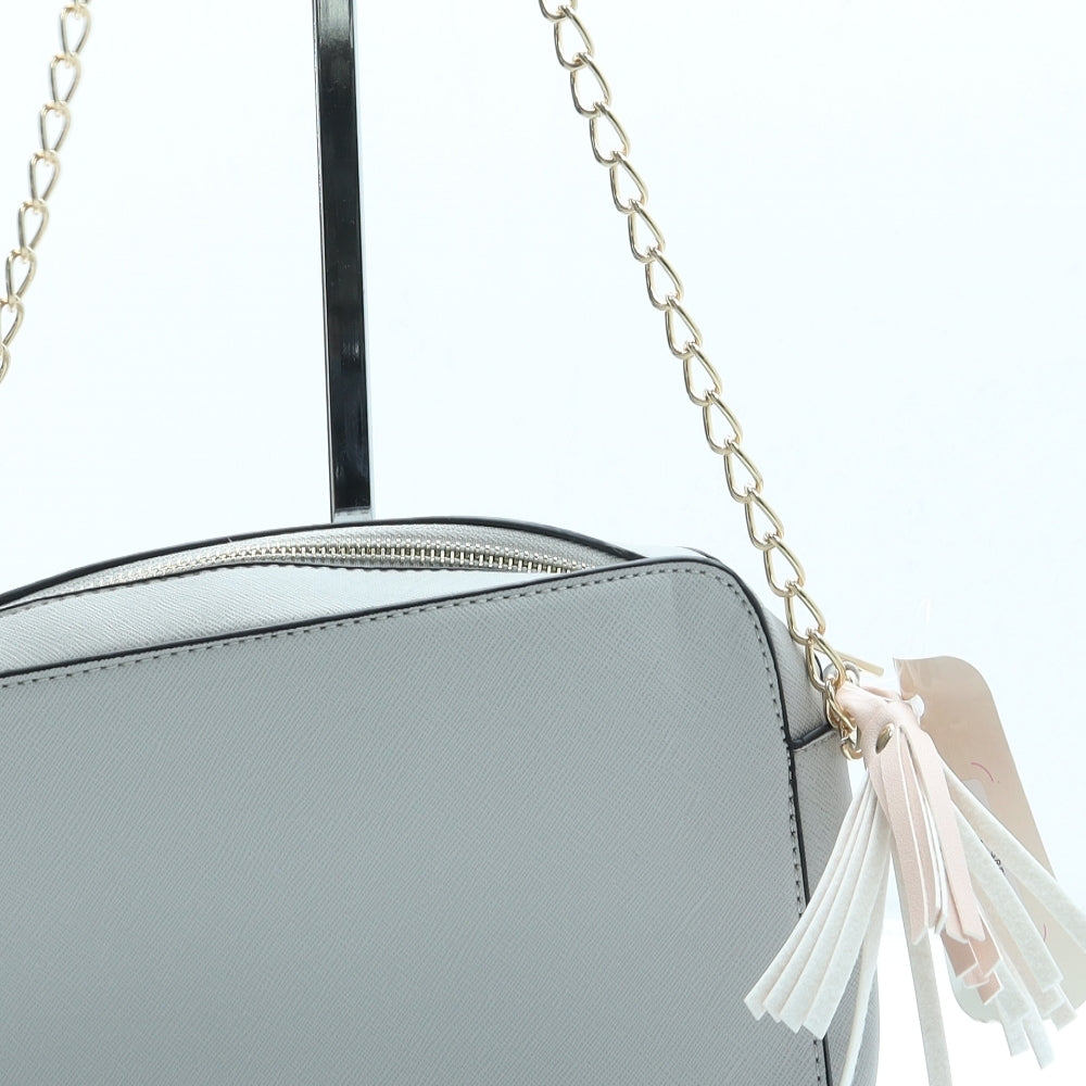 Nicole Brown Womens Grey Leather Crossbody Size Small