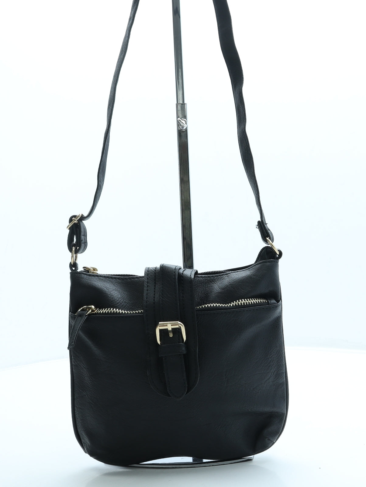 Peacocks Womens Black Leather Crossbody Size Small