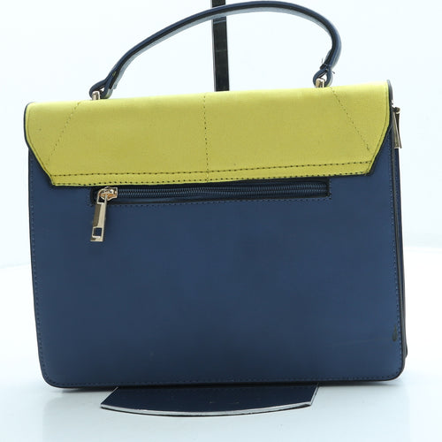 Preworn Womens Blue Colorblock Leather Top Handle Bag Size Small