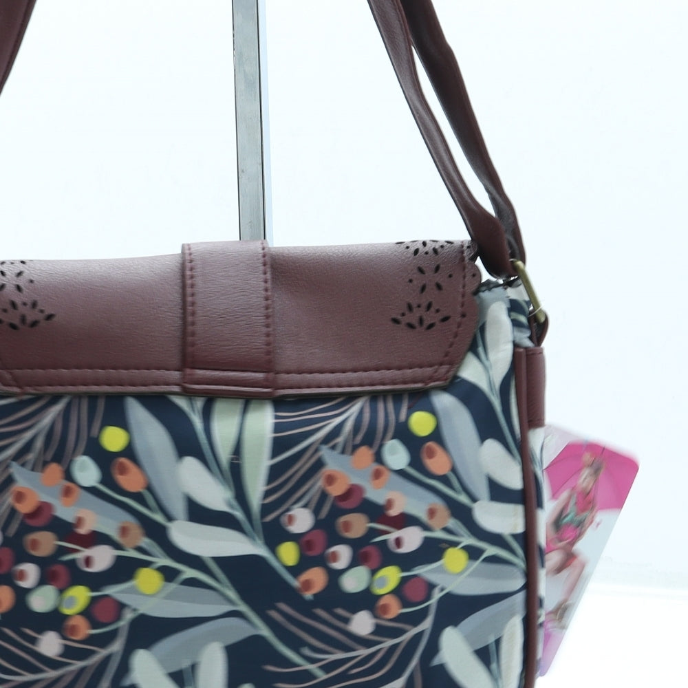 Lettuce Womens Blue Geometric Polyester Crossbody Size Small
