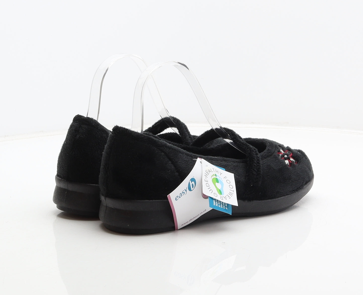 Easy B Womens Black Floral Polyester Slip On Slipper UK