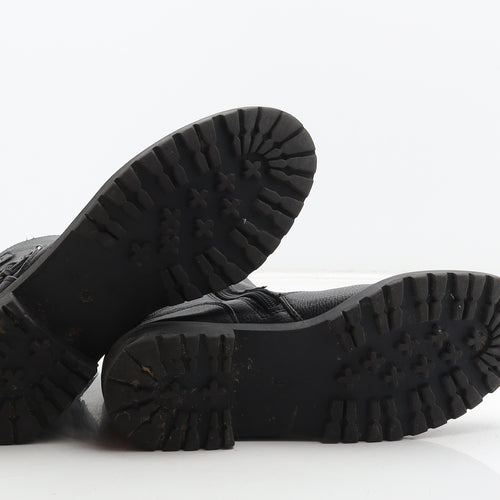 F&F Womens Black Synthetic Biker Boot UK 4