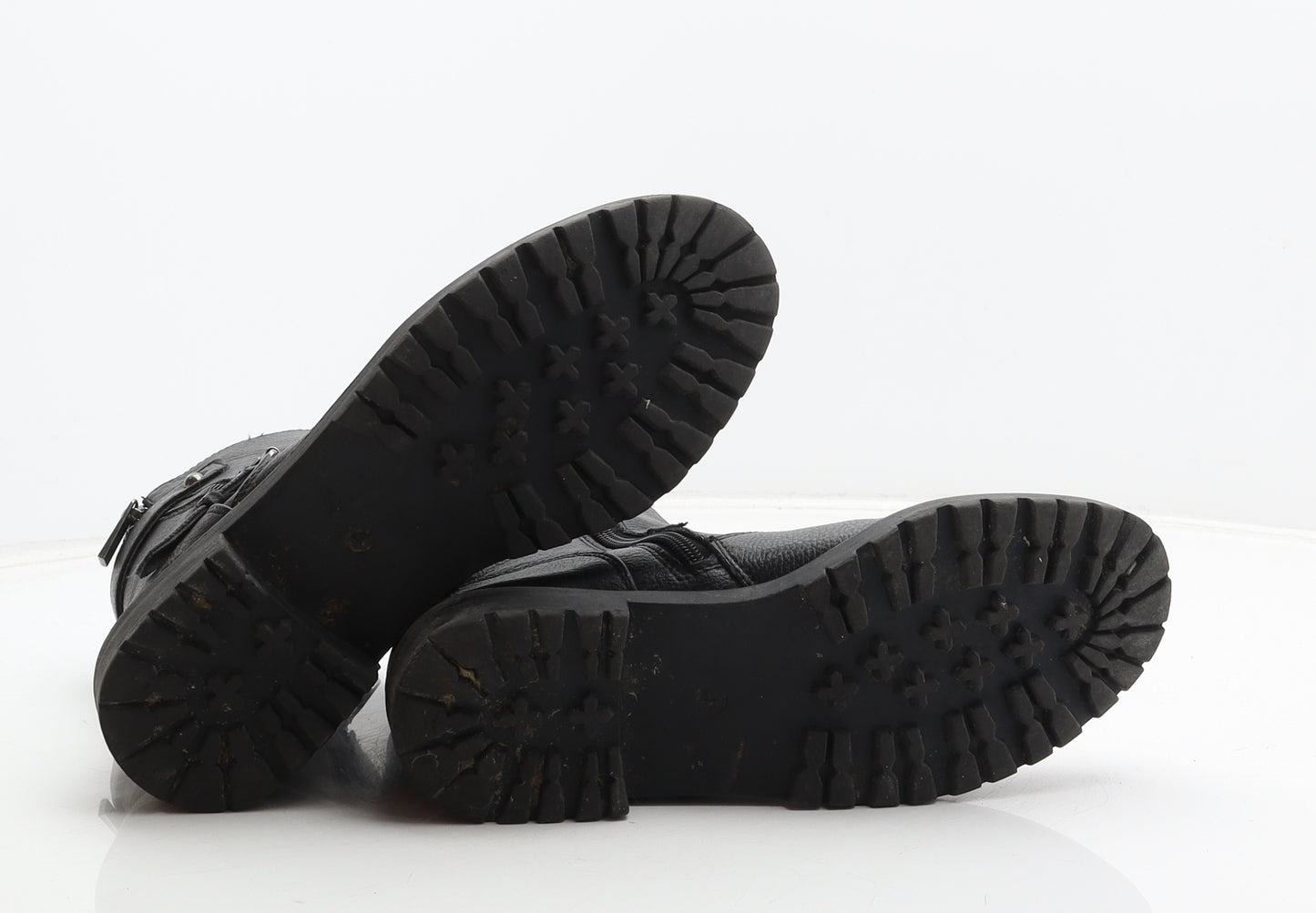 F&F Womens Black Synthetic Biker Boot UK 4