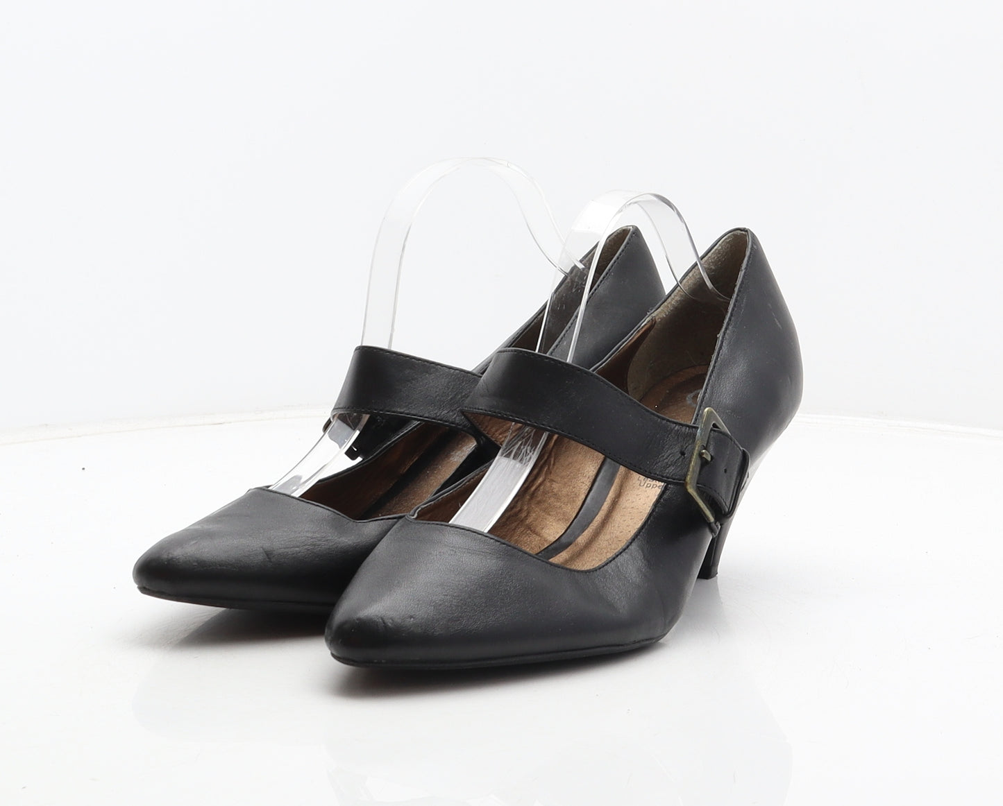 Evans Womens Black Leather Court Heel UK 9 - Essence