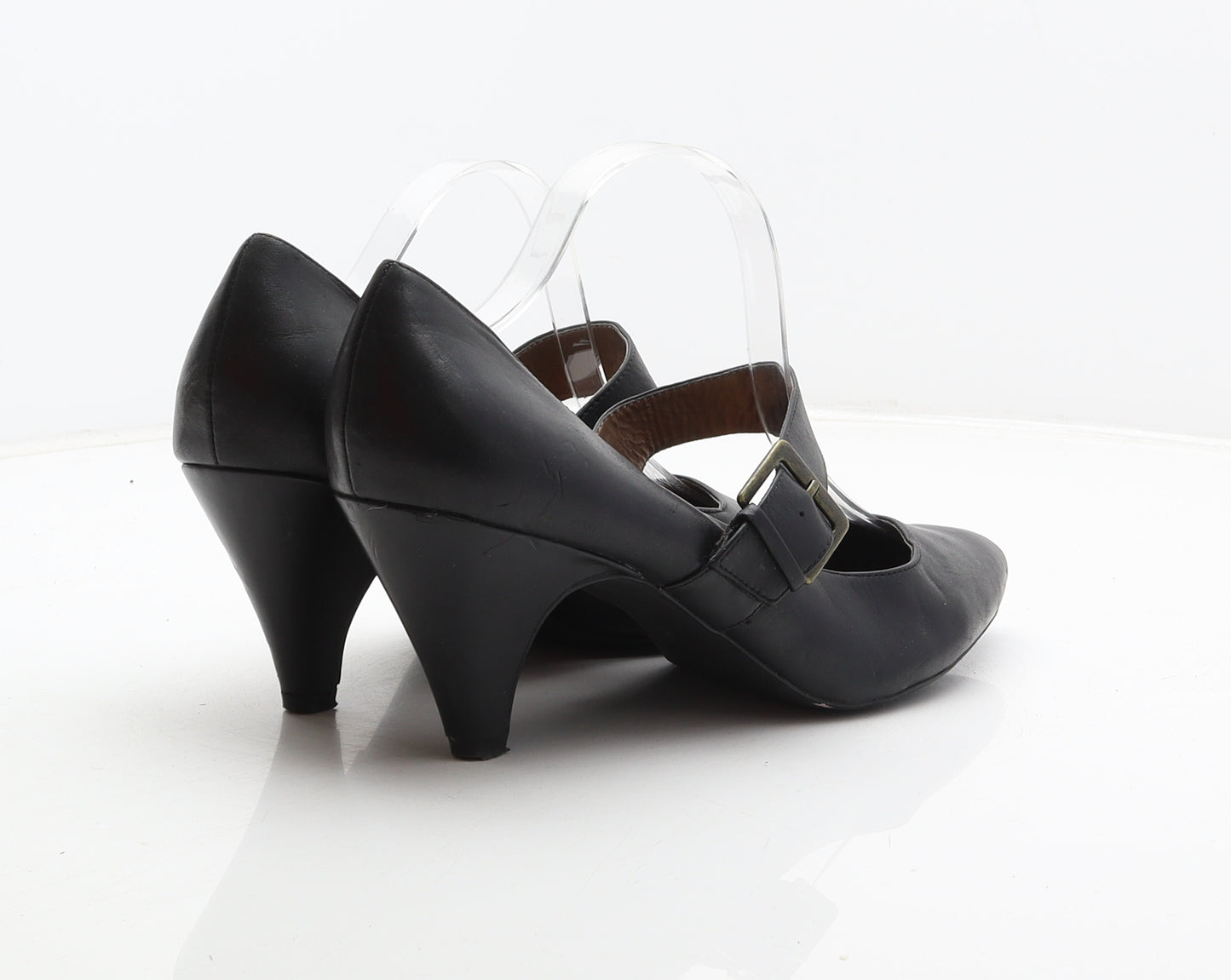 Evans Womens Black Leather Court Heel UK 9 - Essence