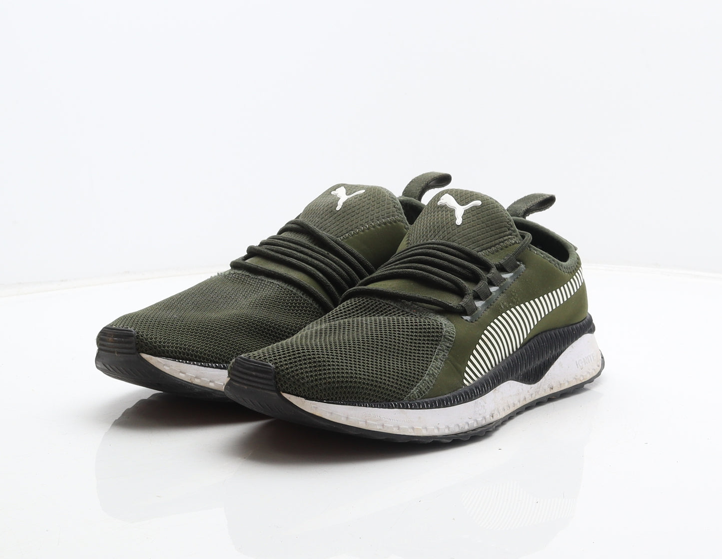 PUMA Mens Green Striped Polyester Trainer UK 8.5 42.5