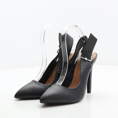 Zara Womens Black Synthetic Slingback Heel UK 4 37