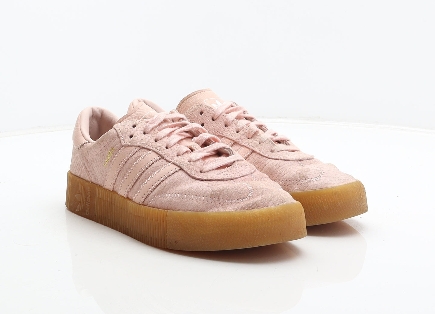 PUMA Womens Pink Animal Print Leather Trainer UK 6.5 40 - Snake skin print, Samba