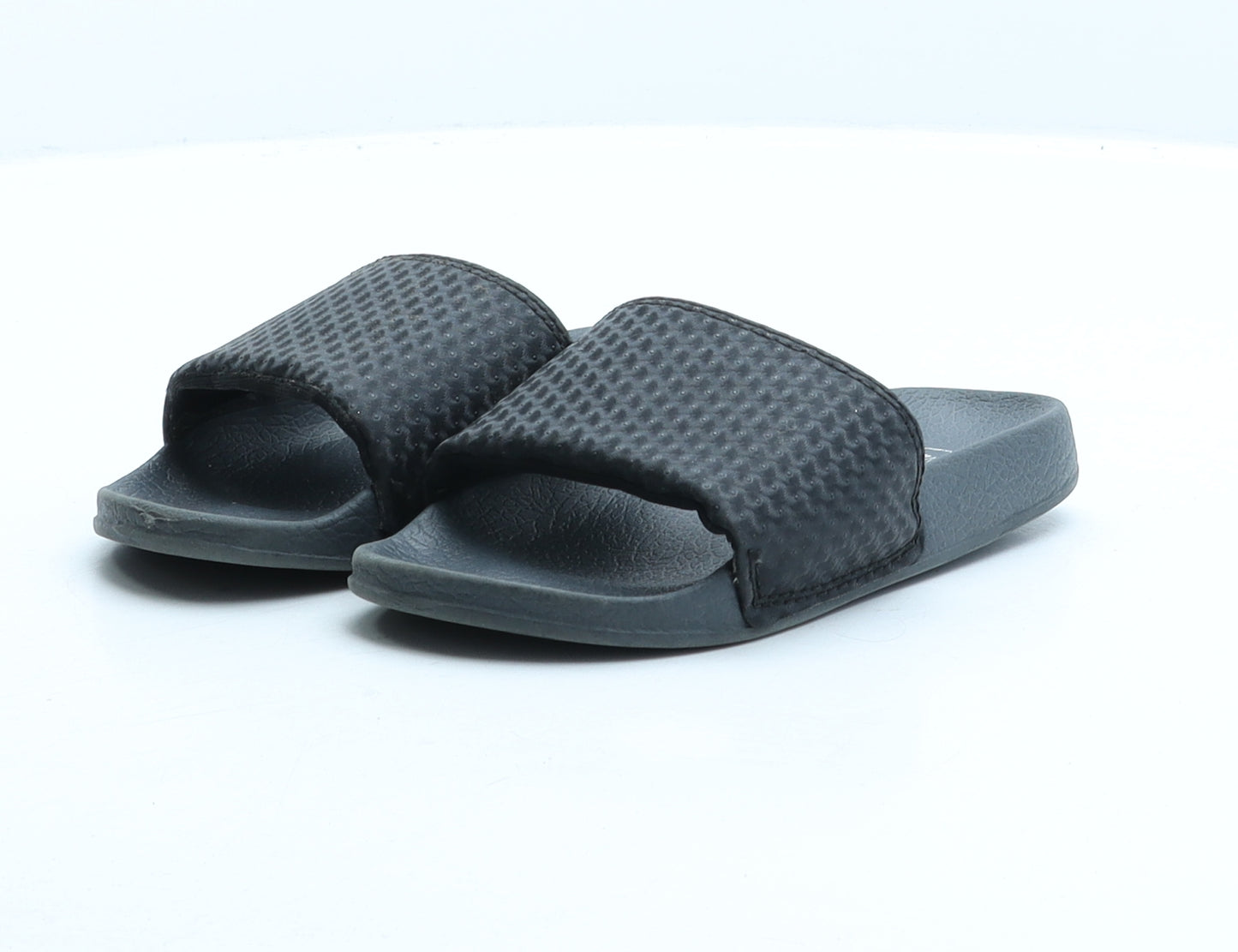 Preworn Boys Black Rubber Slip On Sandal UK 10