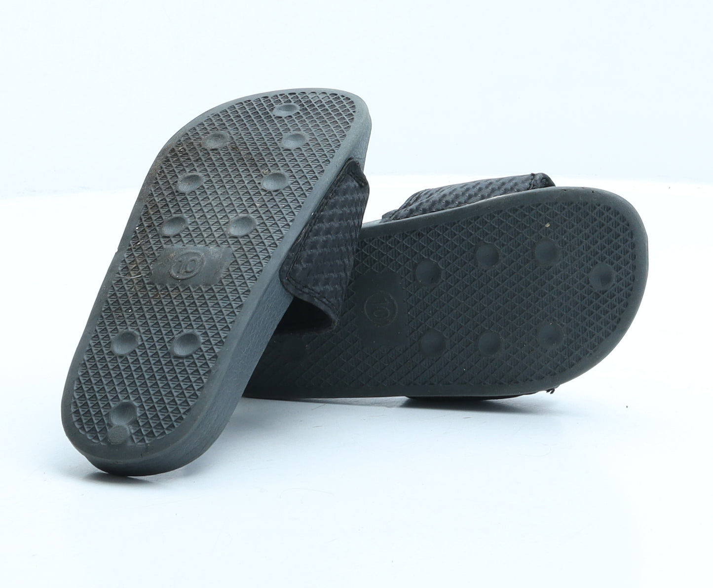 Preworn Boys Black Rubber Slip On Sandal UK 10