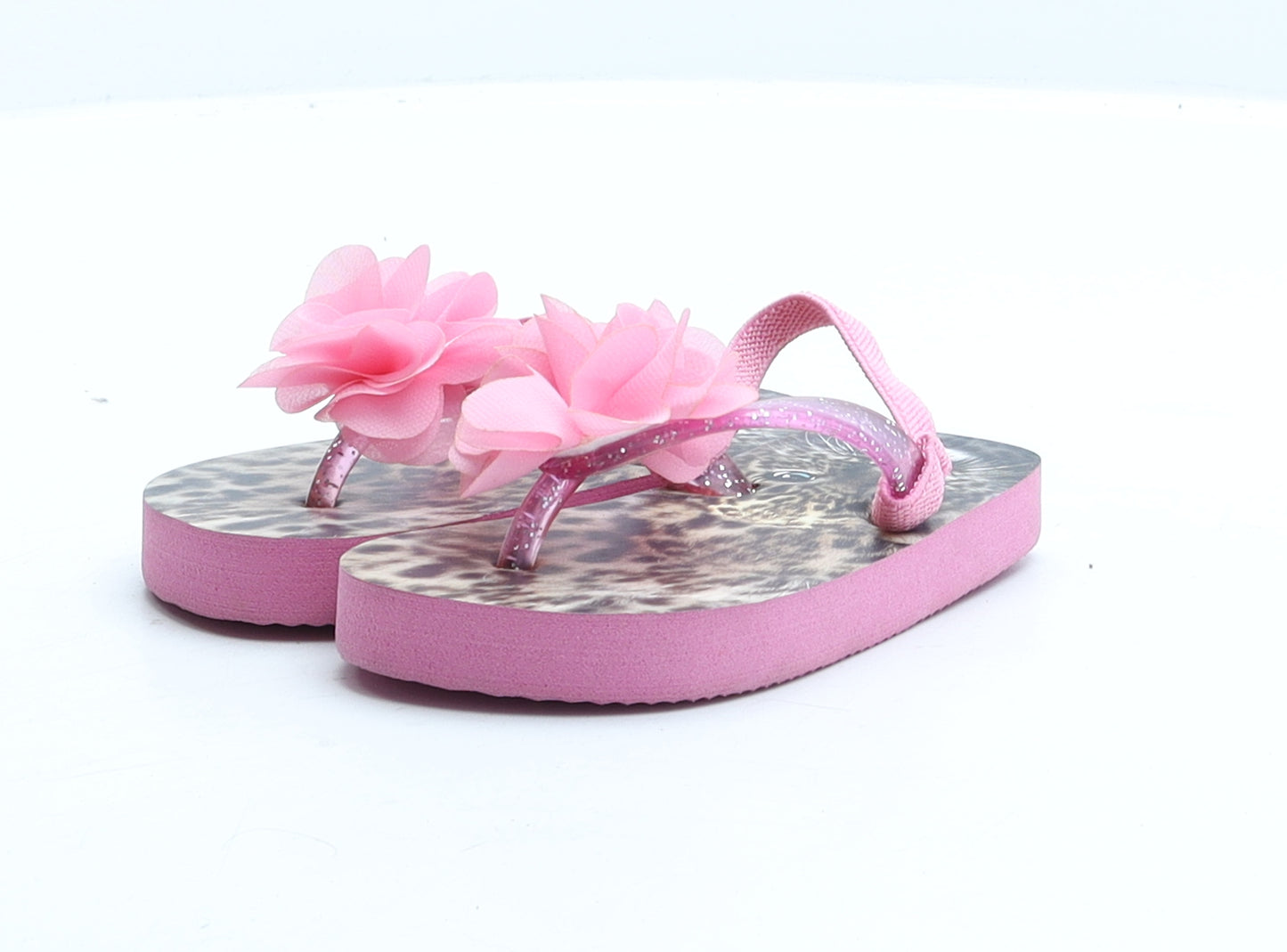 Preworn Girls Pink Synthetic Flip-Flop Sandal UK 5 - Flower Detail
