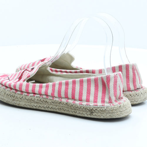 Primark Womens Pink Striped Fabric Slip On Casual UK 6 - Flamingo