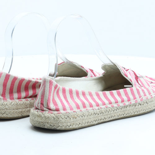 Primark Womens Pink Striped Fabric Slip On Casual UK 6 - Flamingo