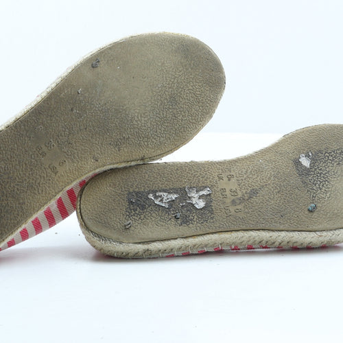 Primark Womens Pink Striped Fabric Slip On Casual UK 6 - Flamingo