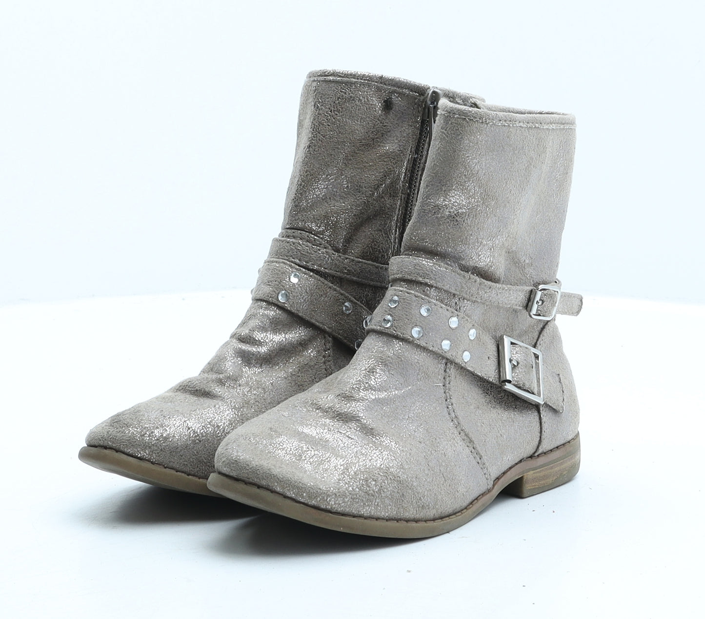 Monsoon Girls Beige Fabric Biker Boot UK 13