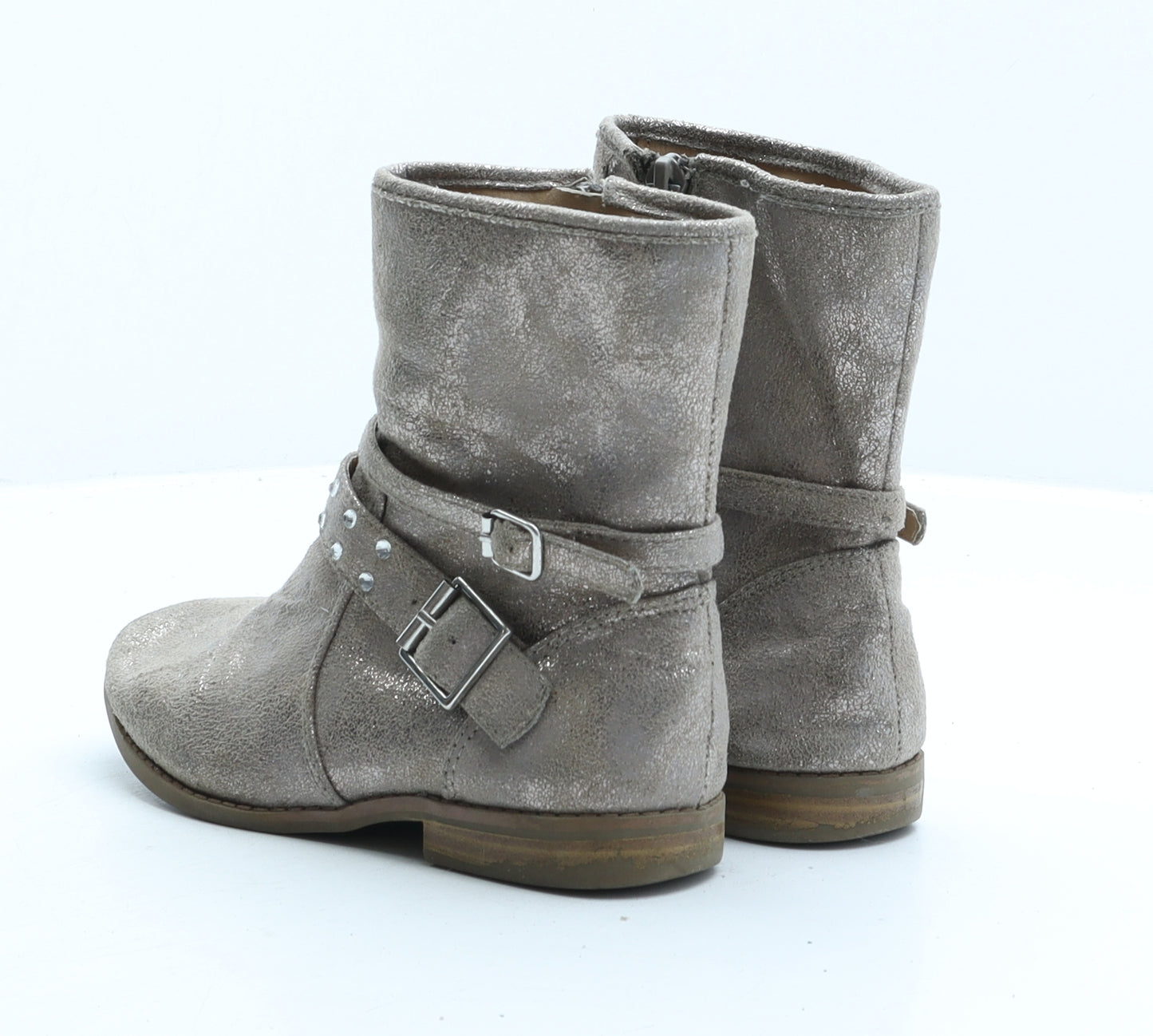 Monsoon Girls Beige Fabric Biker Boot UK 13