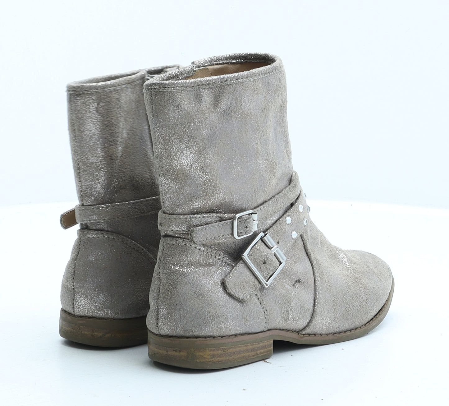 Monsoon Girls Beige Fabric Biker Boot UK 13