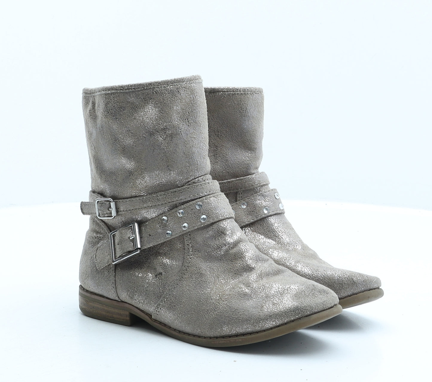 Monsoon Girls Beige Fabric Biker Boot UK 13