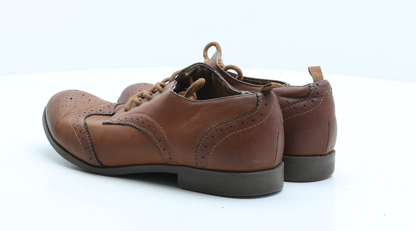 H&M Womens Brown Synthetic Oxford Casual UK 6 39 - Brogue Detail