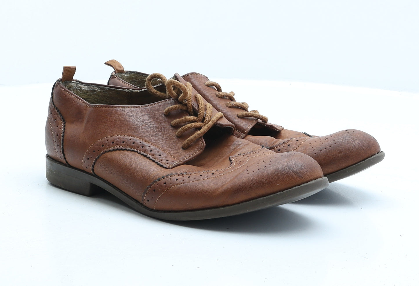 H&M Womens Brown Synthetic Oxford Casual UK 6 39 - Brogue Detail
