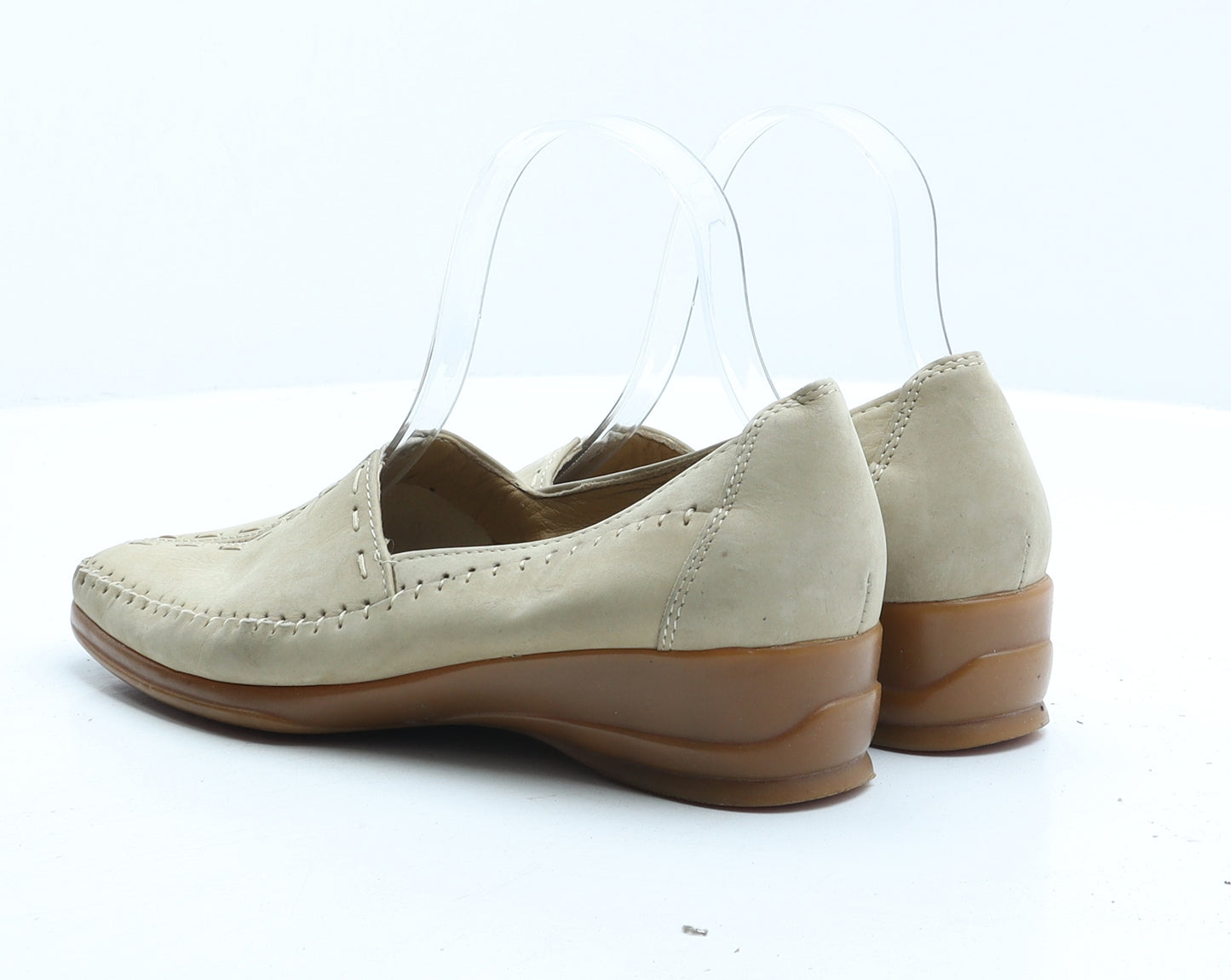 Pavers Womens Beige Synthetic Slip On Flat UK 5 38