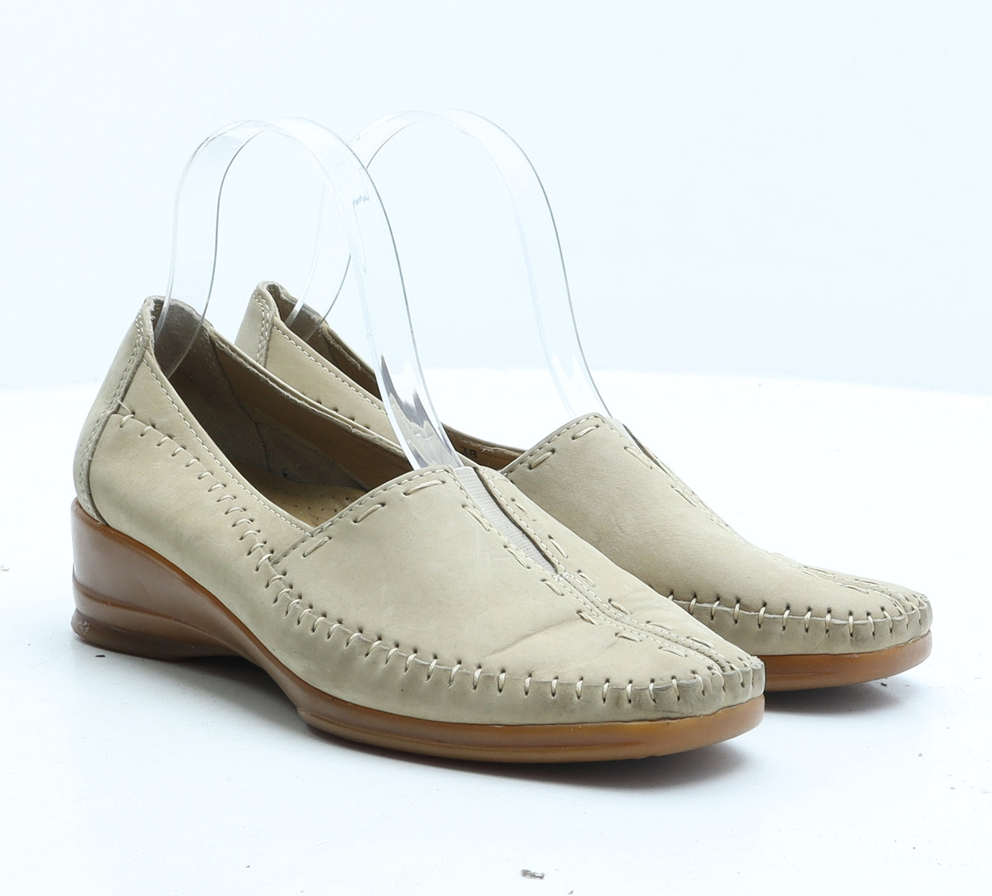 Pavers Womens Beige Synthetic Slip On Flat UK 5 38