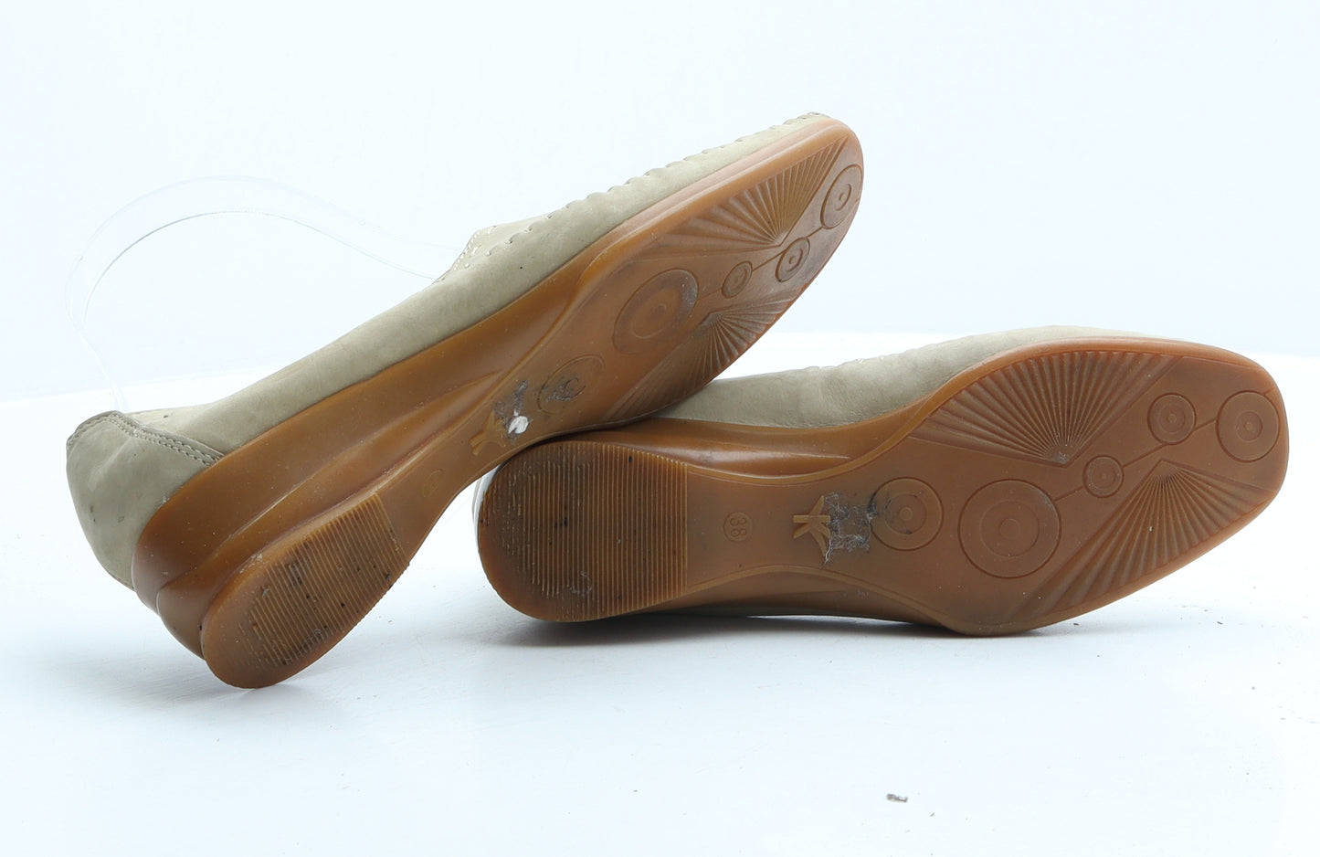 Pavers Womens Beige Synthetic Slip On Flat UK 5 38