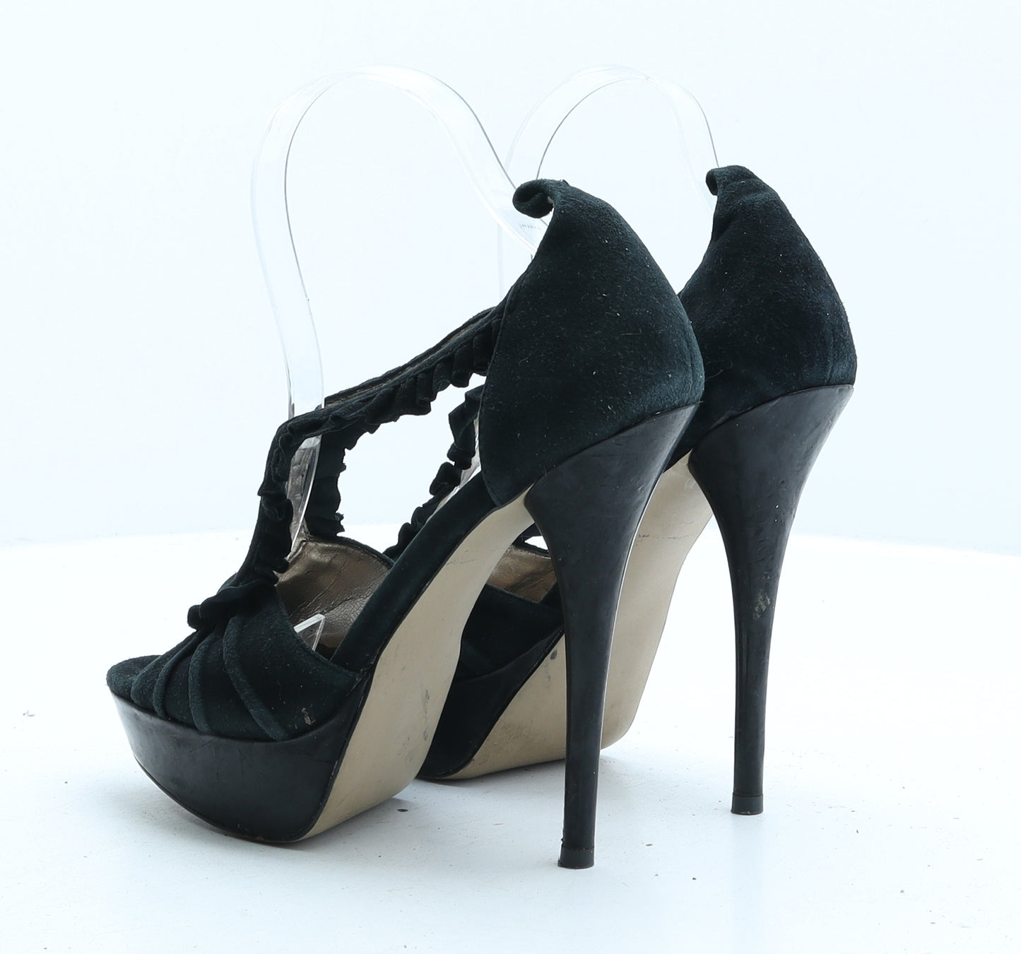 Steve Madden Womens Black Leather Strappy Heel UK 7