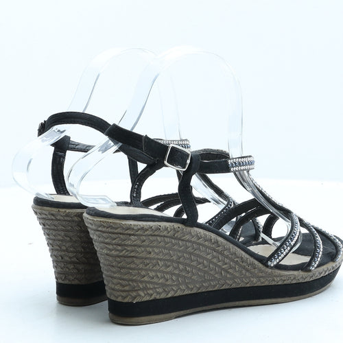 Lilley Womens Black Synthetic Strappy Heel UK 6