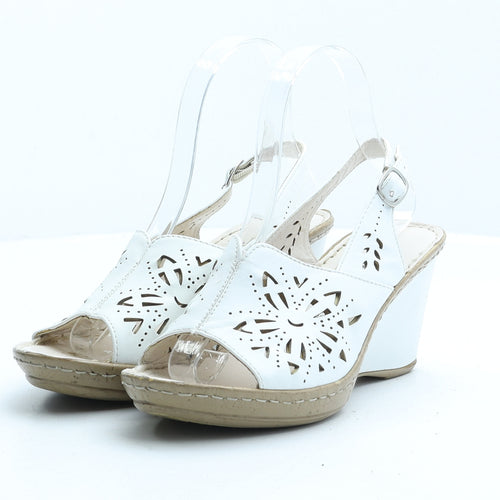 Oronzo Womens White Synthetic Slingback Heel UK 4 37