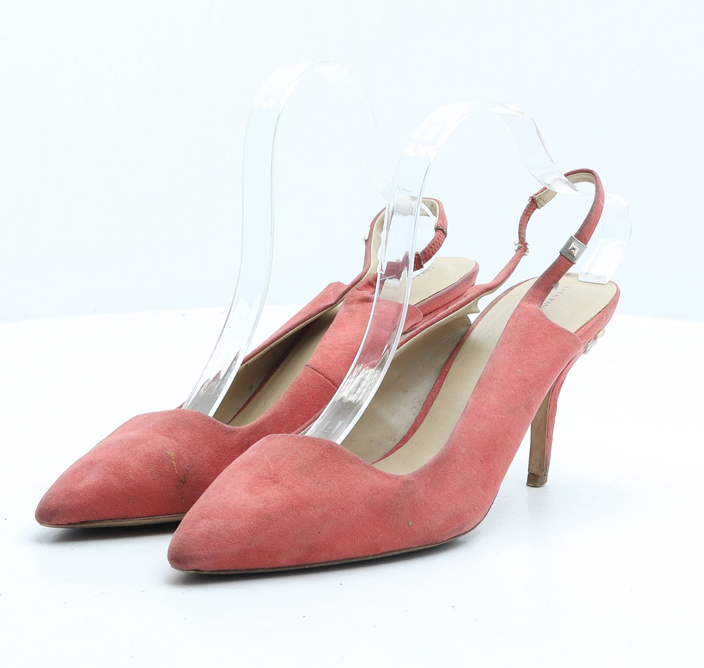 Zara Womens Pink Fabric Slingback Heel UK 8 41