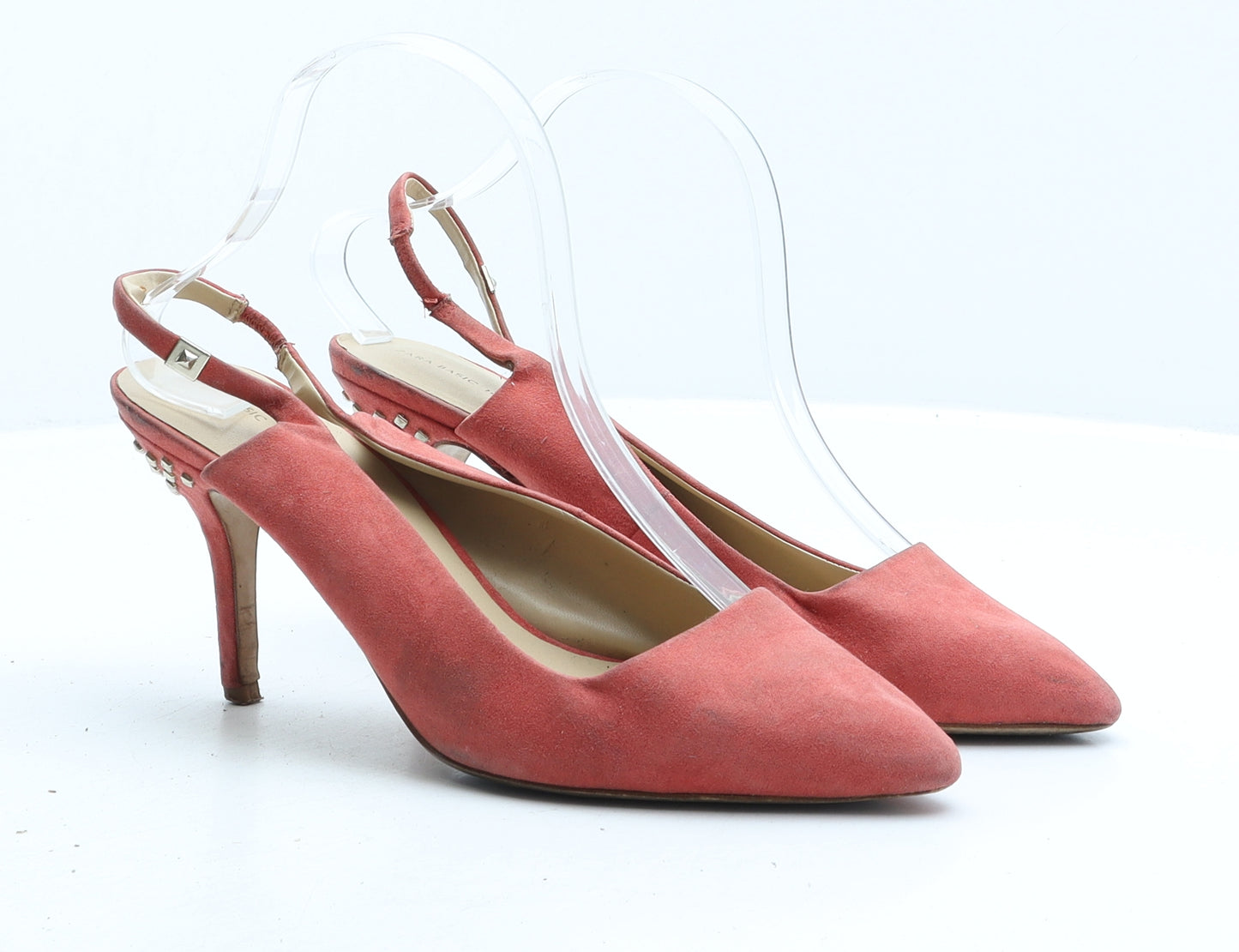 Zara Womens Pink Fabric Slingback Heel UK 8 41