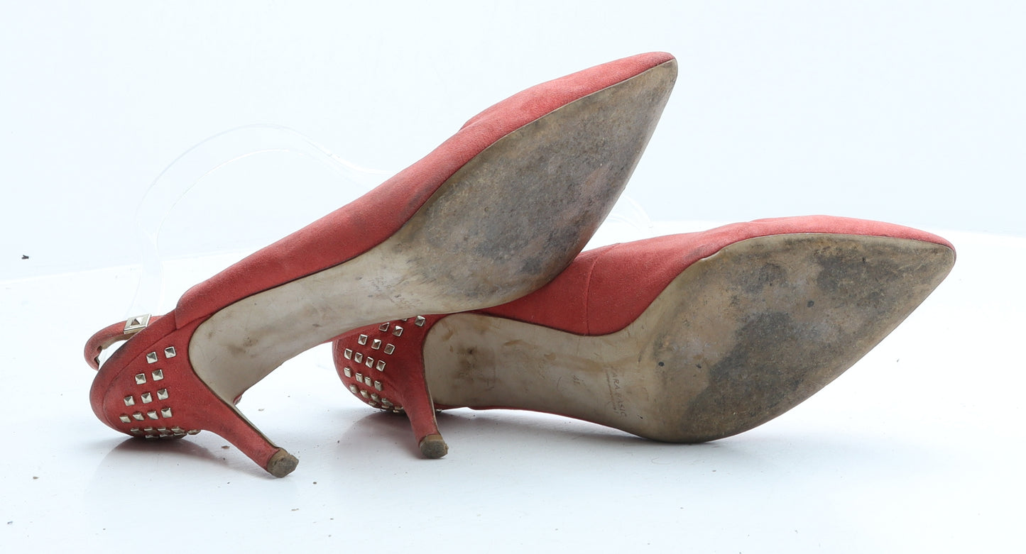 Zara Womens Pink Fabric Slingback Heel UK 8 41